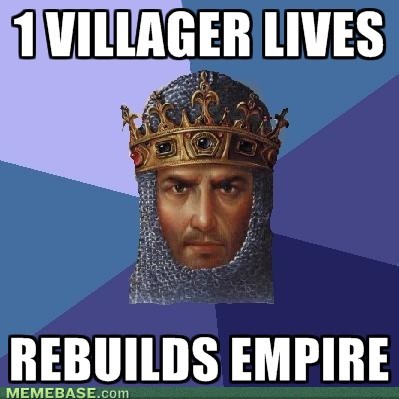 age of empire 2 memes - 1 Villager Lives Rebuilds Empire Memebase.com