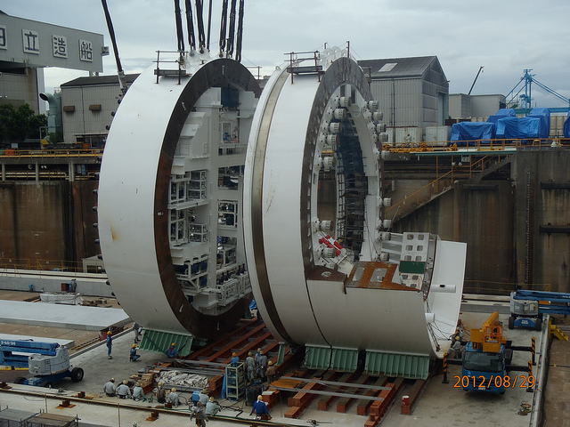 The Alaskan Way Via-Duct Replacement in Seattle WA. Expected to cost 2-4 Billion. This pic is of the tunneling machine being built in Japan