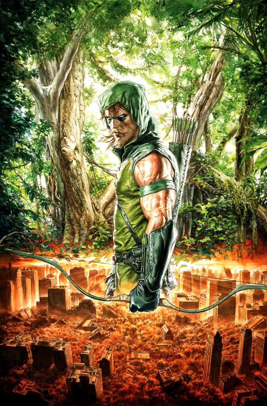 Oliver Queen AKA Green Arrow received his wealth from inheritance. Different scenarios and over his storyline he's lost his company and wasted his money. He's not at Iron-Man level of scientific knowledge or has Bruce Waynes business savy, but that don't mean he is poor.