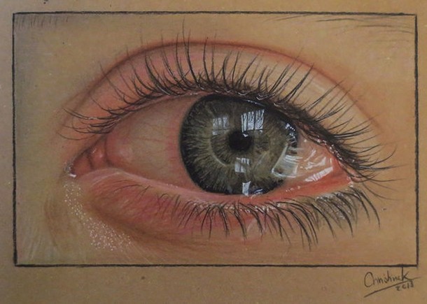 drawing on the shaded brown paper