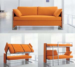 Couch that folds into a bunk bed.