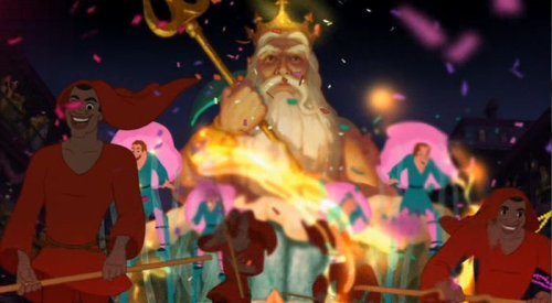The Princess and the Frog - King Triton is seen as a Mardi Gras float.