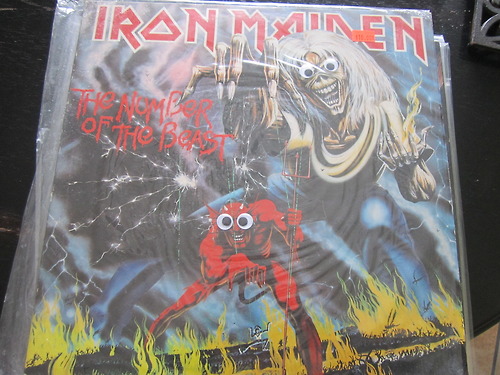 Metal Albums with Googly Eyes