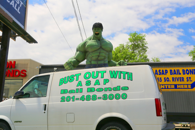 The Hulk Pimpin for a bail bondsman in Crackensack, NJ