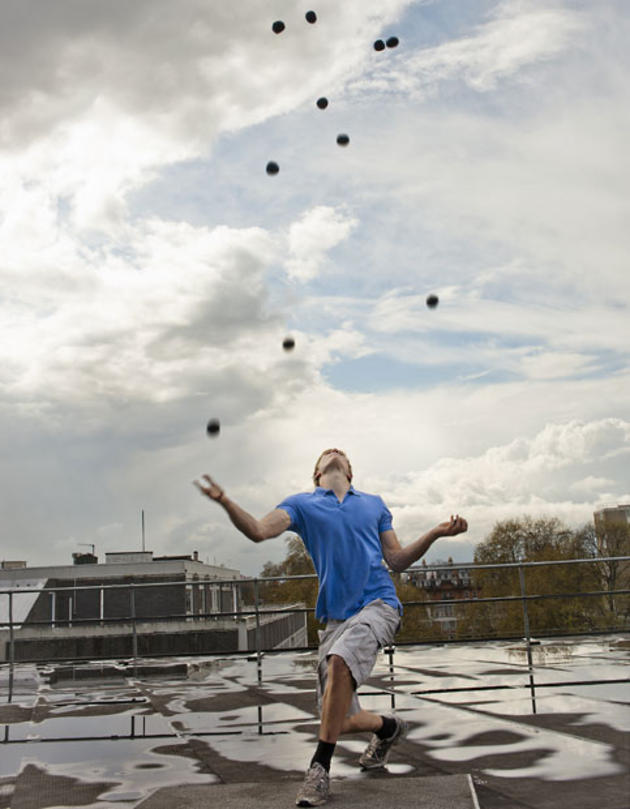 The most balls a juggler has ever had up in the air simultaneously  11. Alex Barron from UK is the current world record holder.