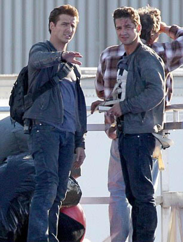Shia Labeouf and his Stunt Double on the set of Transformers 2007.