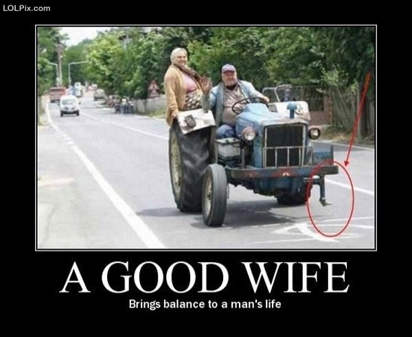 good wife meme - LOLPix.com A Good Wife Brings balance to a man's life