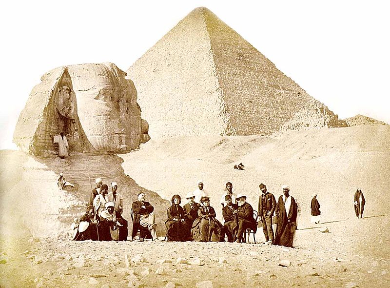 Brazilian Emperor Pedro II in front of the Great Sphinx of Giza, 1871