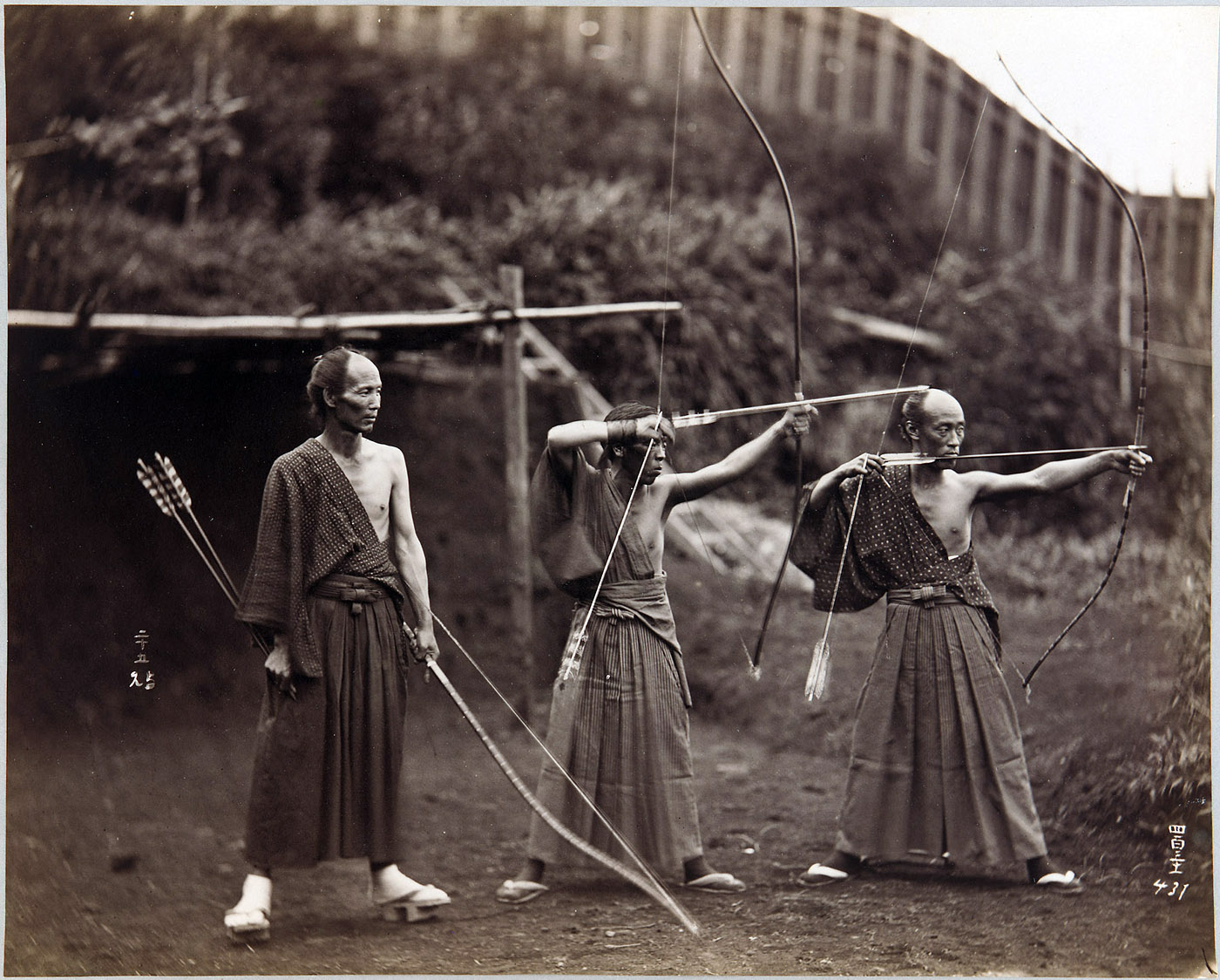 Three archers, Japan, ca.1860-1900