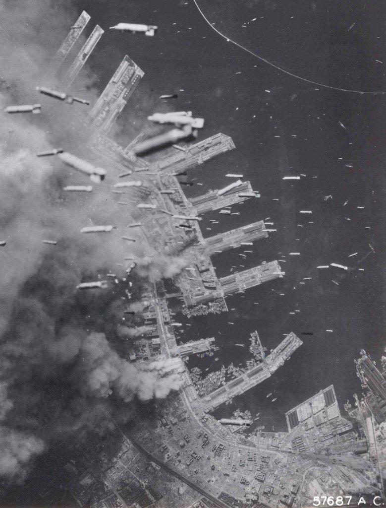 Bombs dropped on Kobe, Japan, 1945