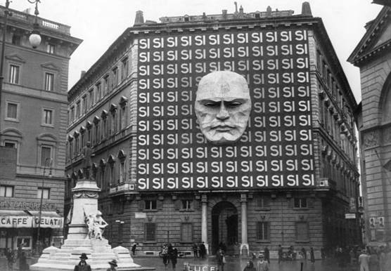 The headquarters of Benito Mussolini and the Italian Fascist party in Italy, 1934