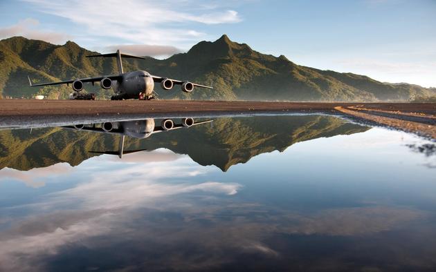 C-17 Globemaster III morning reflection.