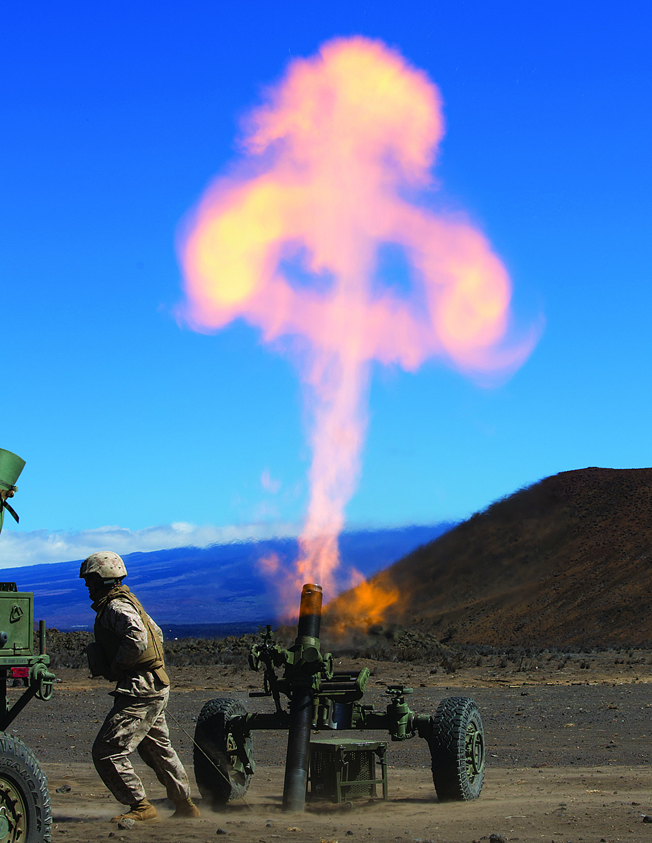 A new style M327 mortar firing. That muzzle flash is just massive!