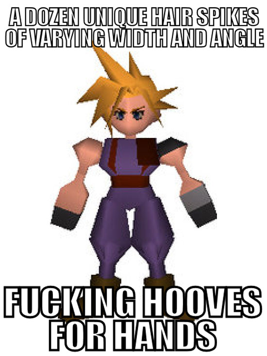 cloud ff7 ingame - A Dozen Unique Hair Spikes Of Varying Width And Angle Fucking Hooves For Hands