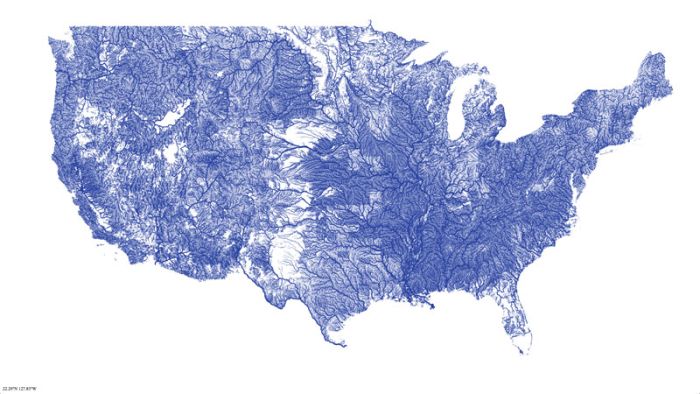 Map of Rivers in the Contiguous United States