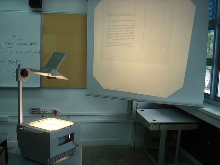 Taking notes in school off the overhead projector