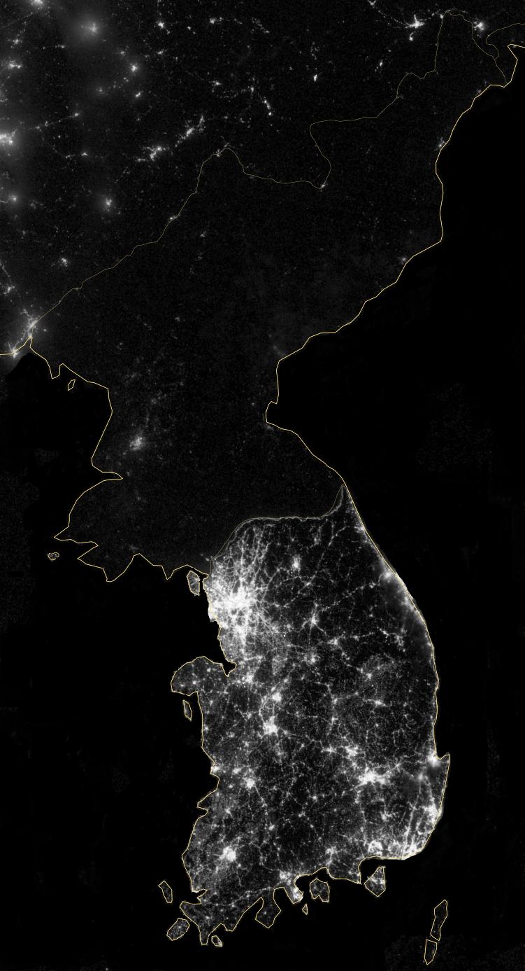 North Korea vs South Korea at night time