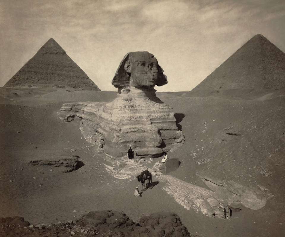 The partially excavated Sphinx. Late 1800's.