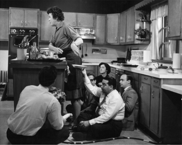 Julia Child doing her cooking show The French Chef, 1963