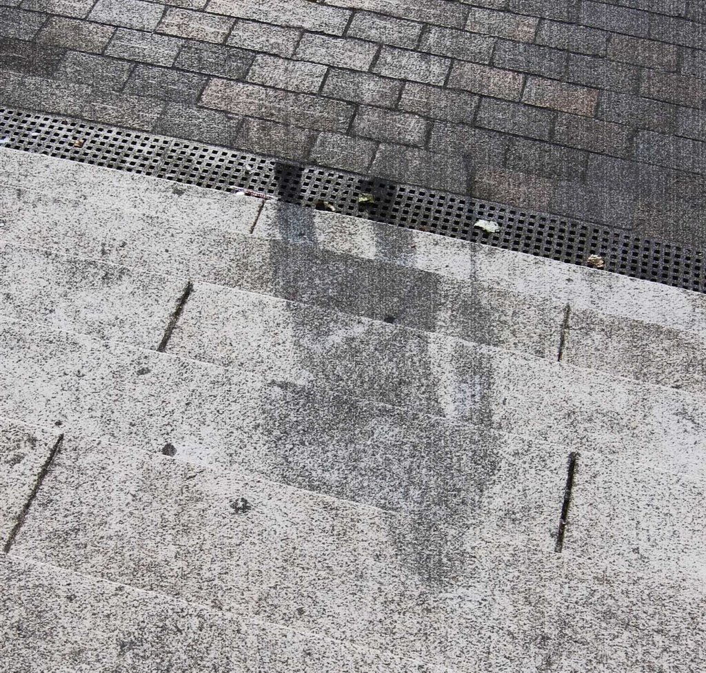 Heat shadow left after someone was caught in the Hiroshima atomic bomb blast, 68 years ago today.