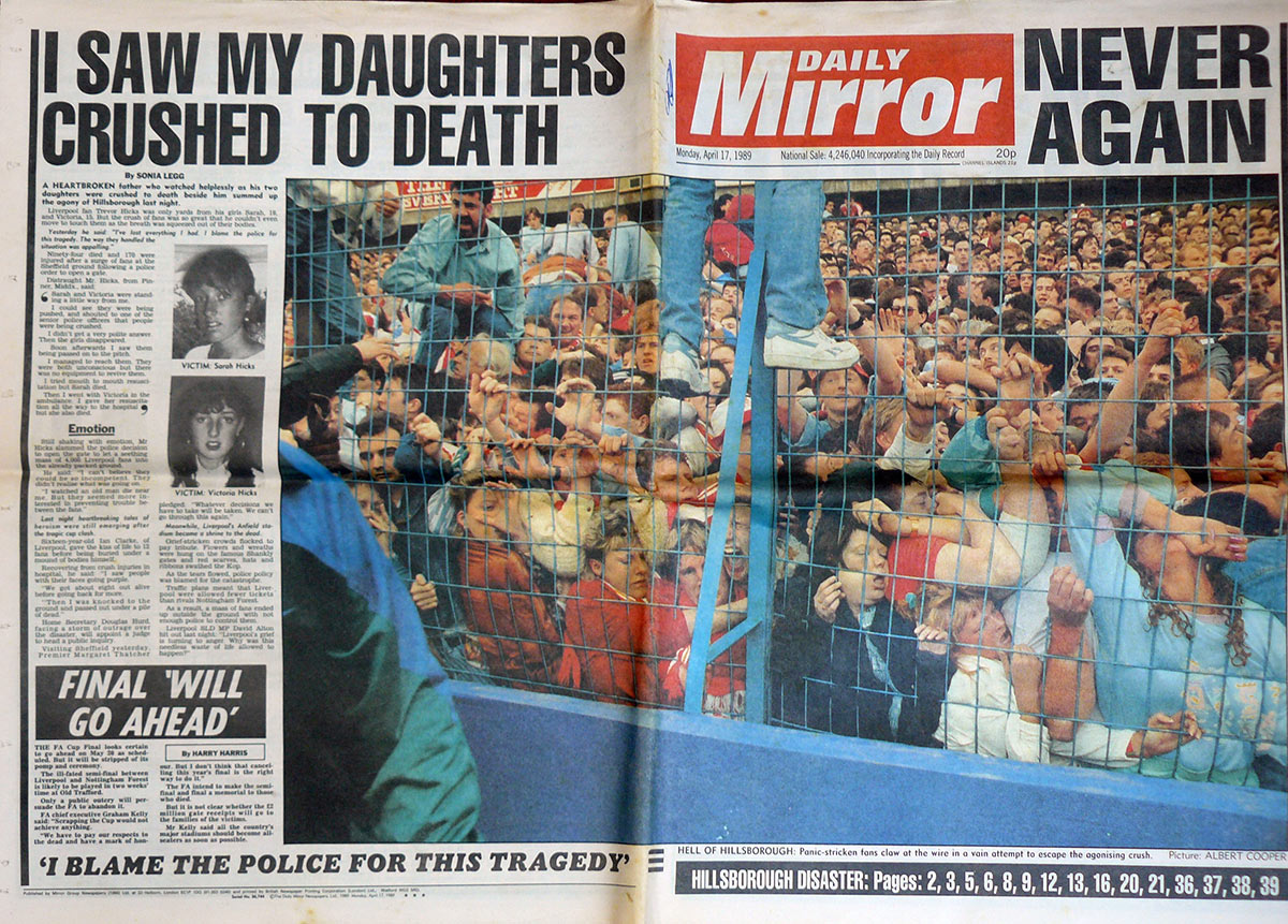 The Hillsborough disaster was an incident that occurred on 15 April 1989 at the Hillsborough Stadium in Sheffield, England, during the FA Cup semi-final match between Liverpool and Nottingham Forest football clubs. The crush resulted in the deaths of 96 people and injuries to 766 others. The incident has since been blamed primarily on the police. The incident remains the worst stadium-related disaster in British history and one of the worlds worst football disasters.