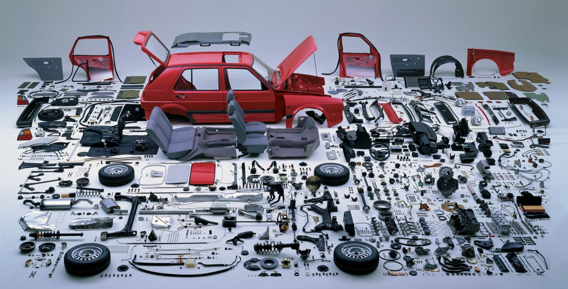 Every part needed to build a VW Golf