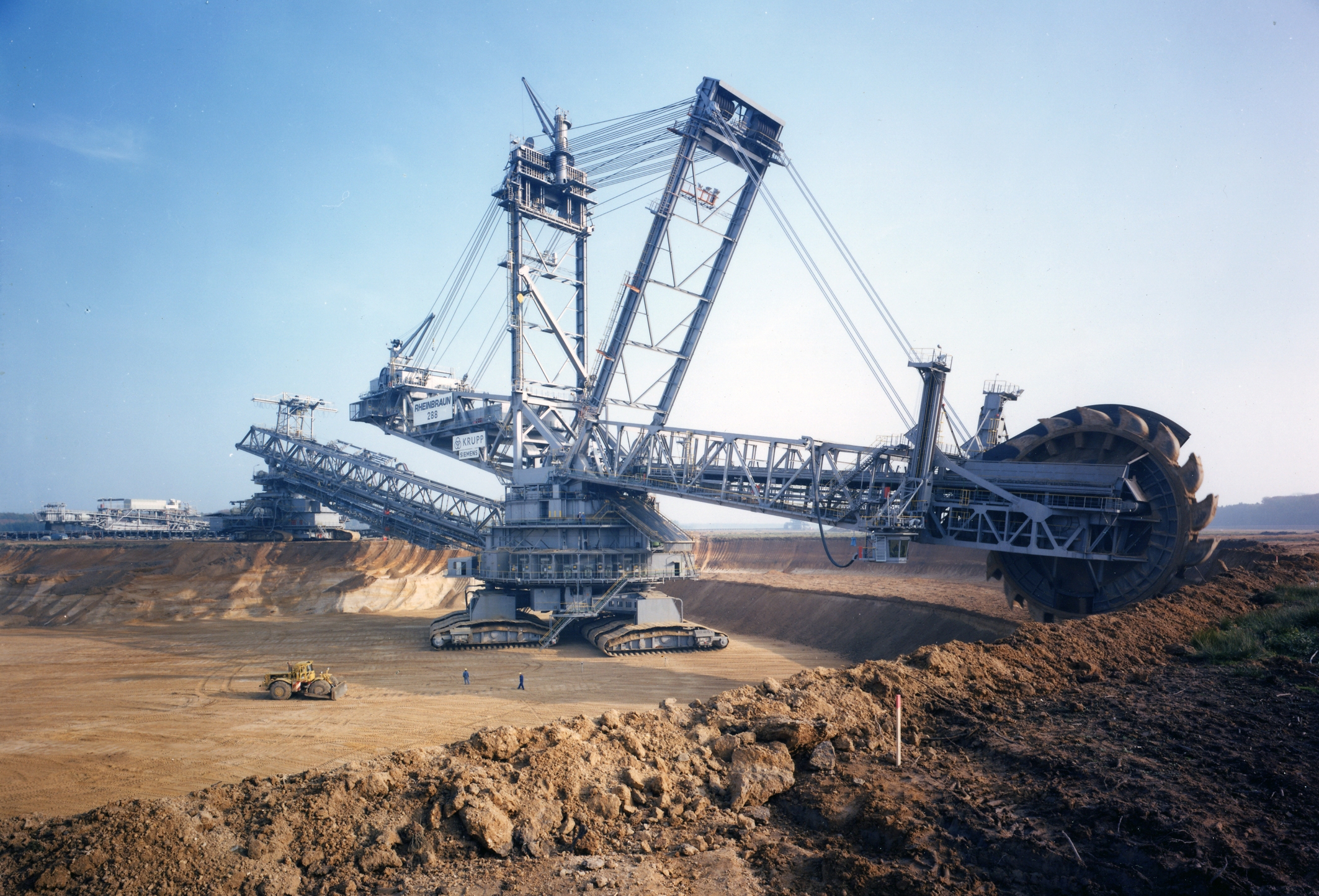 Large-scale excavator at a lignite open pit mine.