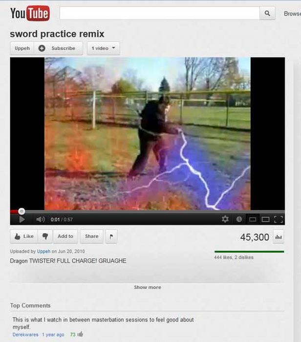 video - YouTube a Browse sword practice remix Uppeh Subscribe 1 video 0.01 Add to 45,300 Uploaded by Uppeh on Dragon Twisteri Full Chargei Gruaghe 444 , 2 dises Show more Top This is what I watch in between masterbation sessions to feel good about myself…