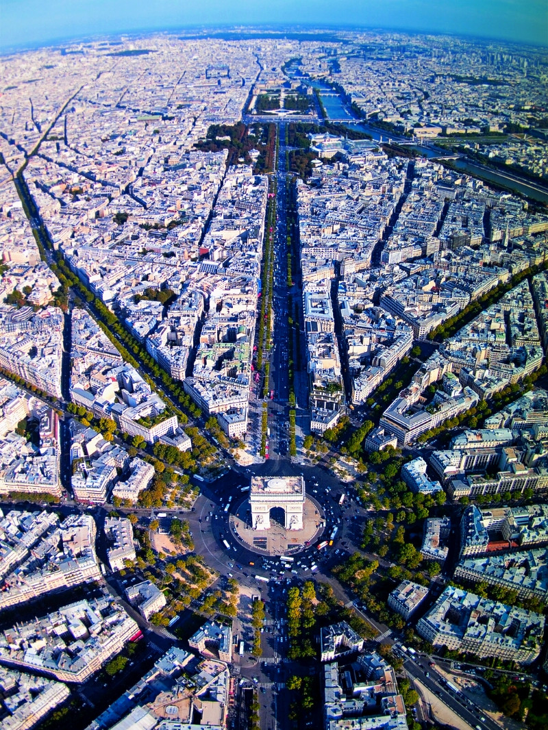 Paris, incredible view above Champs Elysees