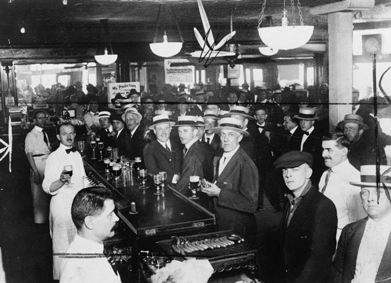 A bar in New York City, the night before prohibition began