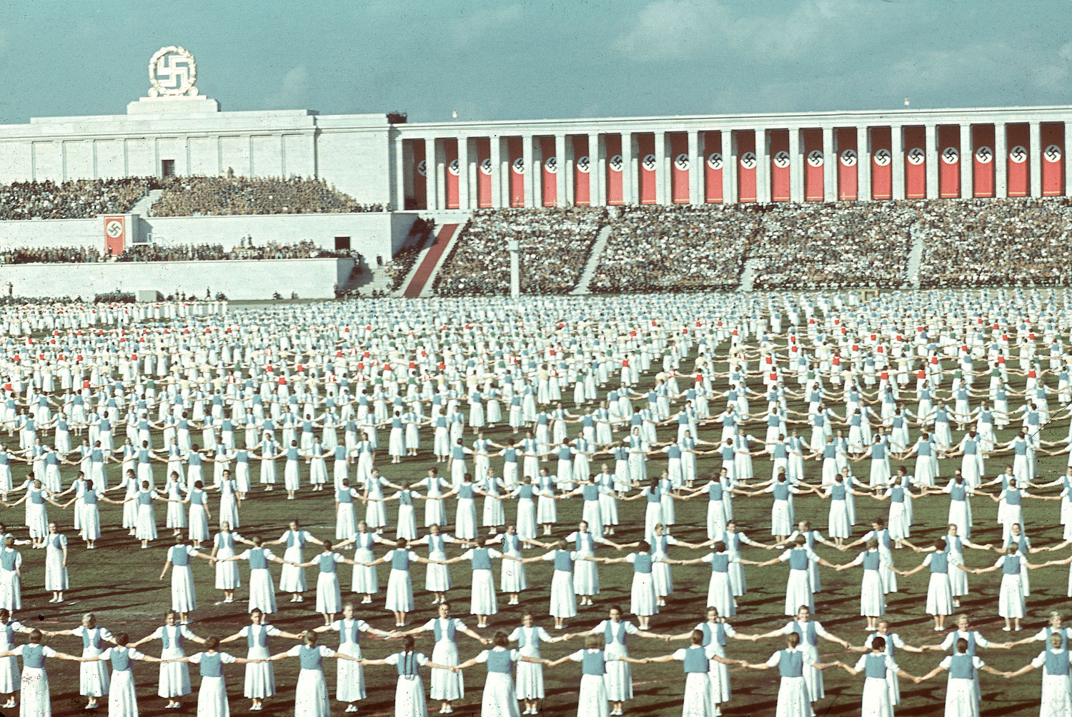 League of German Girls dancing during the 1938 Reich Party Congress, Nuremberg, Germany
