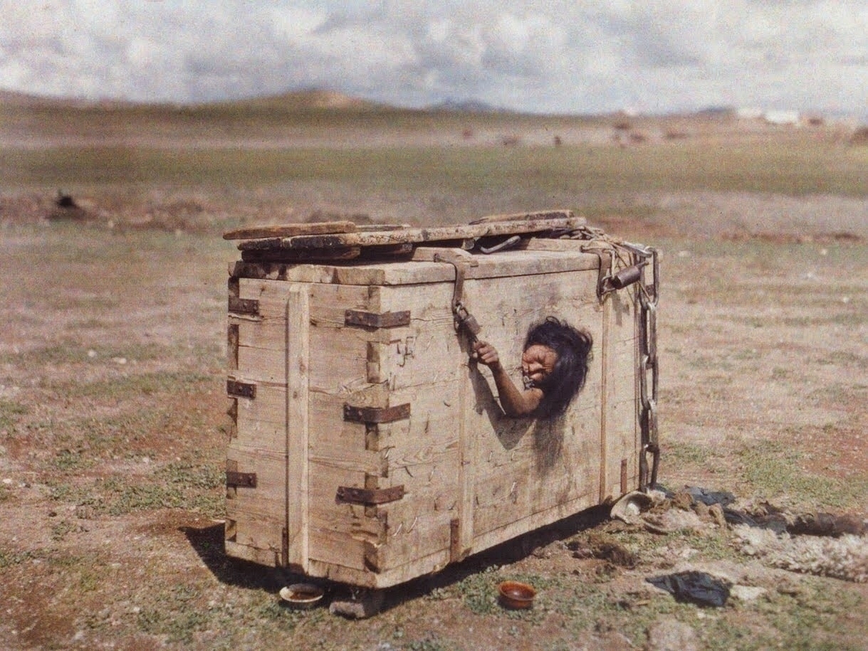 A Mongolian woman condemned to die of starvation, 1913