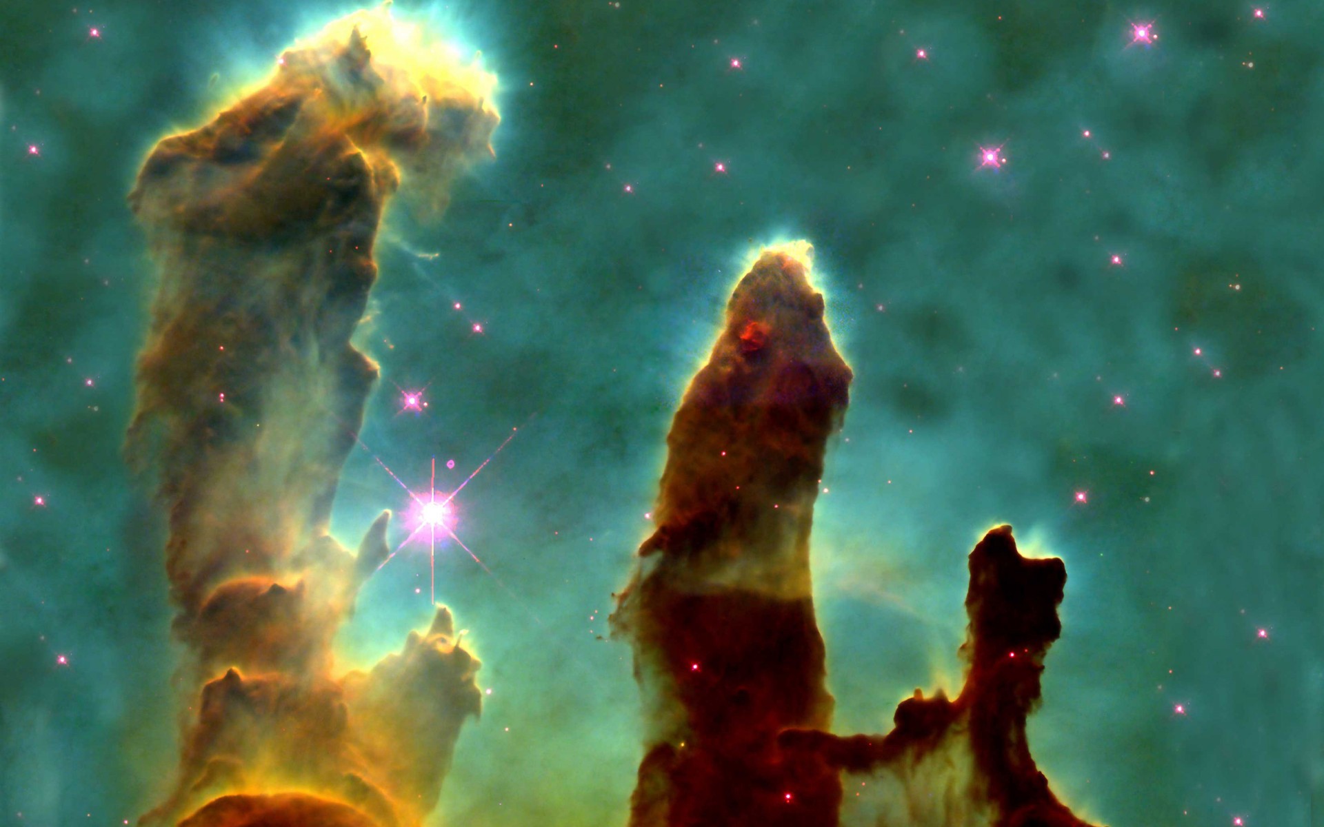 Pillars of Creation-Its basically a huge nursery for stars thats hundreds of millions of light years across.