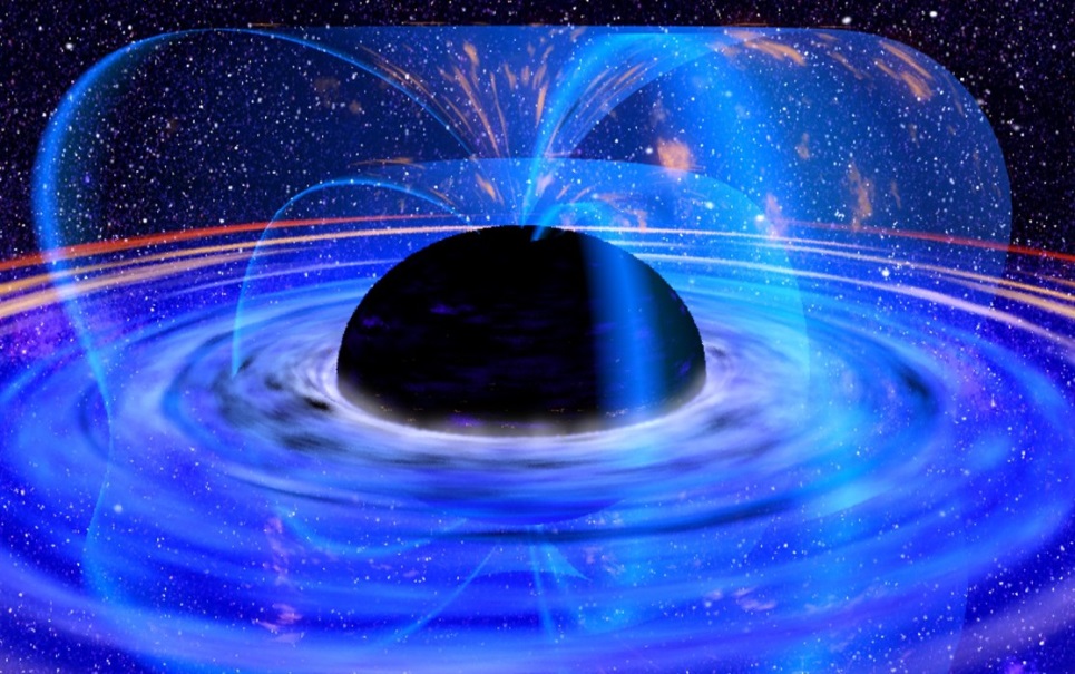 Black Hole-Beyond a black holes event horizon, or gravitational border, nothing can escape. Not light, not matter, nothing.