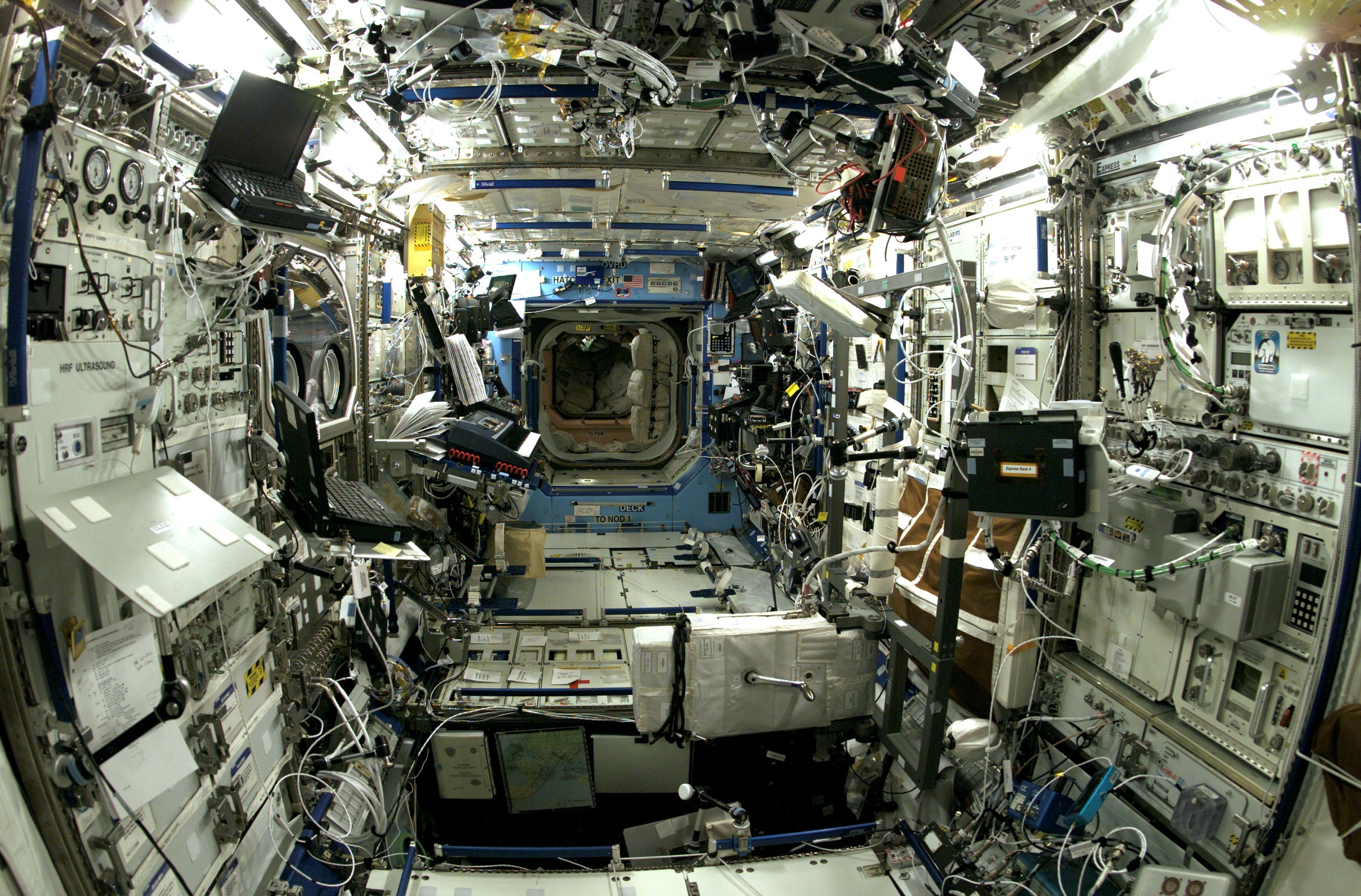 The view inside of the ISS