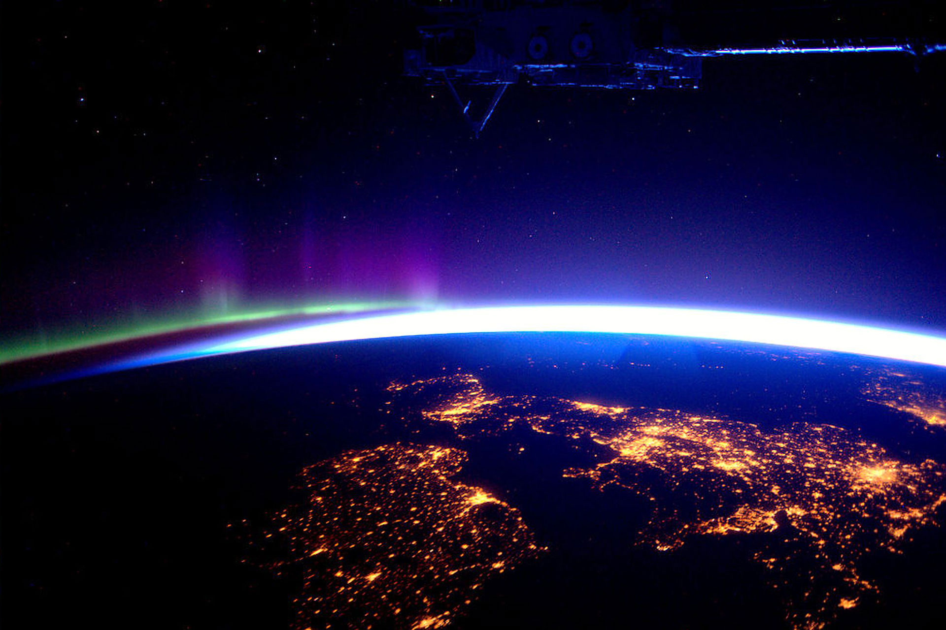 Great Britain and some Northern Lights from the International Space Station