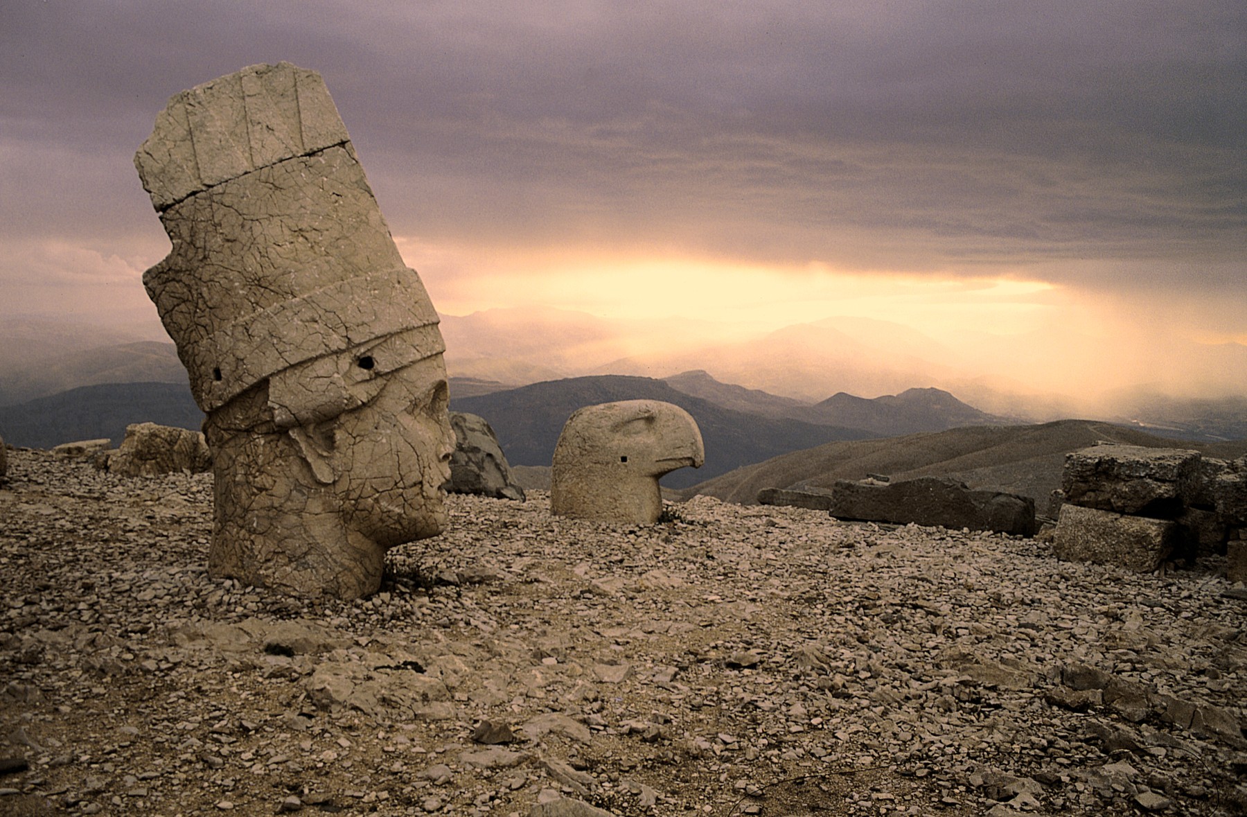 Over 2000 year old heads of statues previolusly part of a tomb-sanctuary in Turkey.