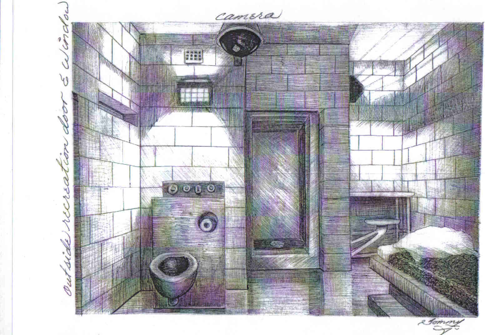 Thomas Silversteins sketch of the inside of his cell. Hes been in solitary confinement since 1983, longer than any prisoner in the U.S. federal system.