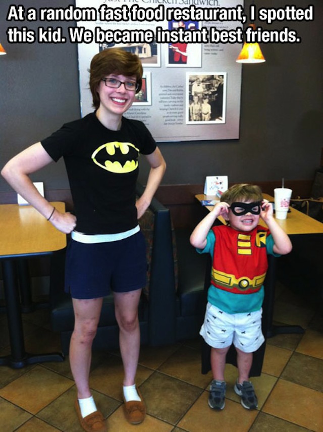 Batman - Idiluwich At a random fast food restaurant, I spotted this kid. We became instant best friends.