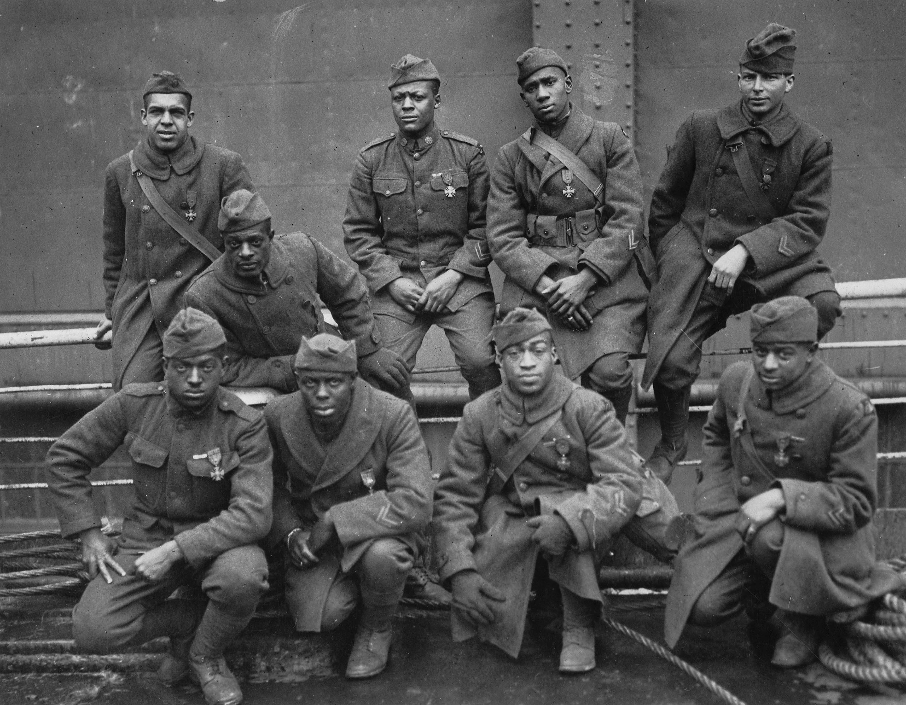 Harlem Hellfighters  Soldiers of the 369th Infantry Regiment, 15th N.Y. National Guard Regiment who won the Croix de Guerre for gallantry in action, WWI -1919