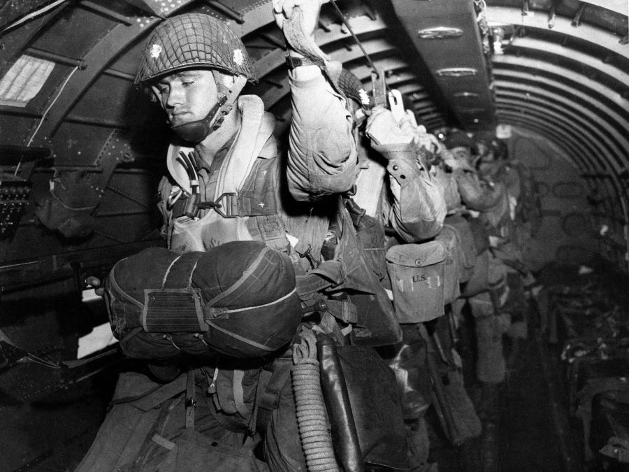 American Paratroopers about to jump into Normandy, June 6th, 1944