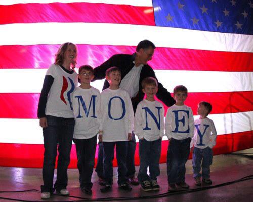 Romney or Money?-It seems that Photoshop has begun to play an active role in politics because in reality these guys managed to spell his name right.