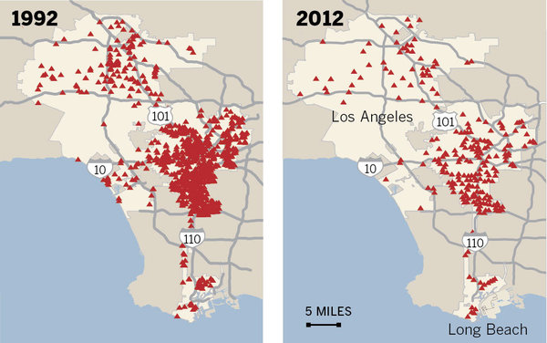 Homicides in Los Angeles: 2012 vs. 1992
