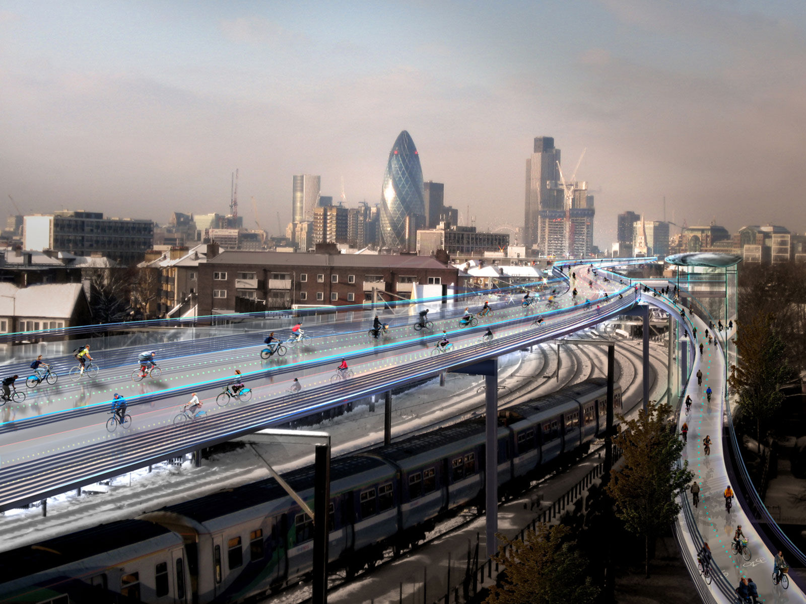 A Proposed SkyCycle bicycle highway for London