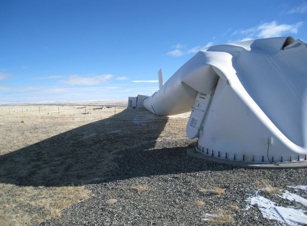 Blown over wind turbine in Wyoming