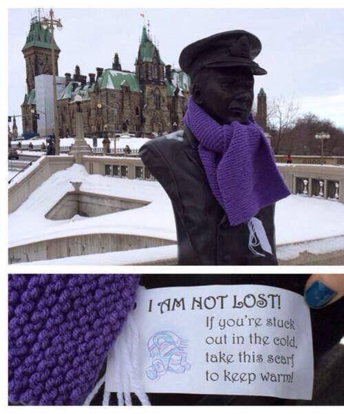 Temps are supposed to drop tonight so someone in Ottawa, Ontario is placing these around the city
