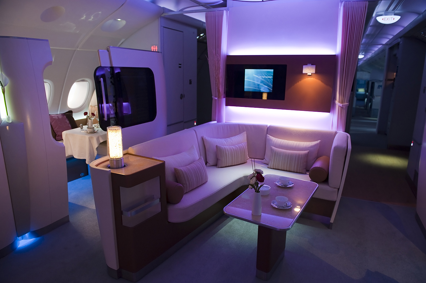 First-class cabin on the Airbus A-380