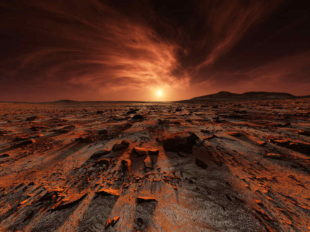 Sunrise on Mars is truly a sight to behold.
