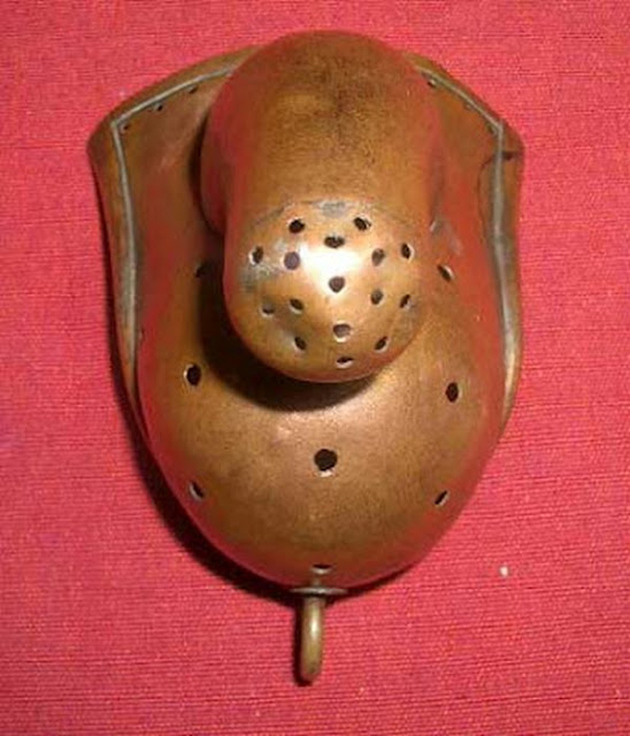 In the late 19th century it was a widely held belief that masturbation caused insanity and devices such as this were designed to prevent the wearer from touching or stimulating himself. They were often used in mental institutions.