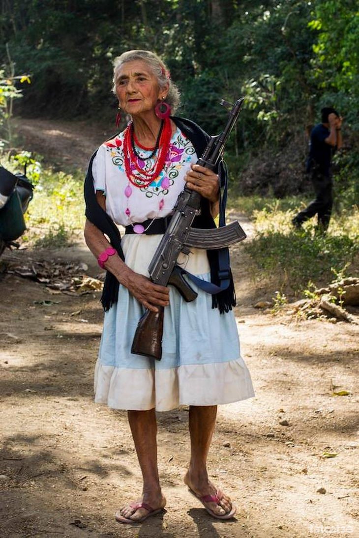 Old lady part of Mexico's Female Vigilante Squads. Yes, she is fighting cartels